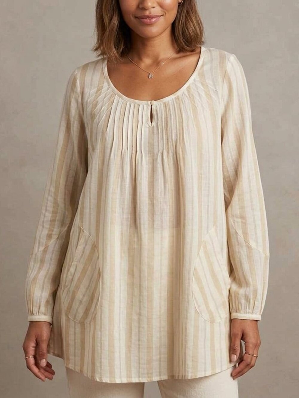 Cream And Gold Tunic with Pockets